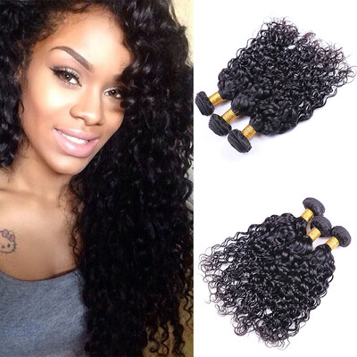 

Indian Virgin Hair Water Wave 100 Human Hair Unprocessed Hair Weave Bundles 8-26 inch 4 Bundles Free Shipping