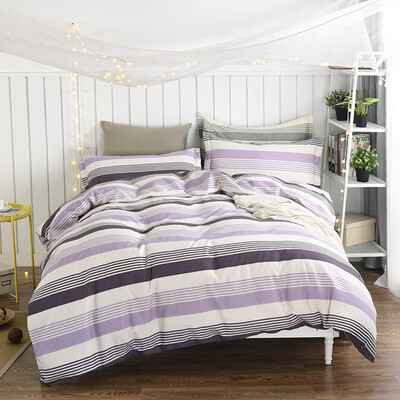 

Yingxin textile cotton four-piece simple skin-friendly twill sheets pillowcases quilt quilt cover four sets of 15 18 m mattress elegant gray
