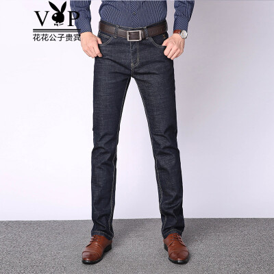 

Playboy VIP Collection PLA7002 Business casual Slim straight stretch jeans male blue black 38