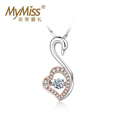 

Mymiss inlaid Swarovski zircon 925 silver clavicle necklace female swan heart silver