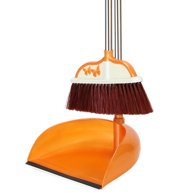 

Bai Ning broom broom dustpan set easy to sweep soft hair stainless steel rod household broom dustpan combination of two sets