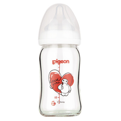 

Pigeon bottle AA136 Disney natural wide-bore glass painted baby bottle 160ml with SS pigeon pacifier big white - love