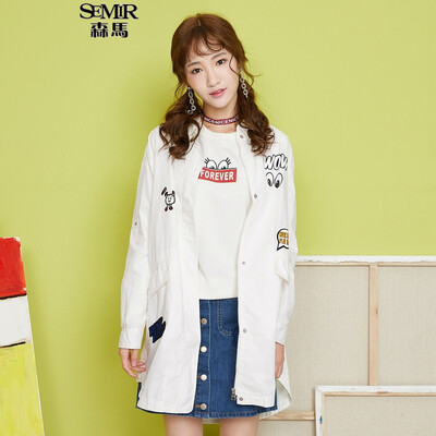 

Semir long body coat simple print loose casual jacket Korean version 13316090011 dark blue S