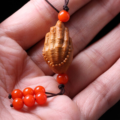 

Chinese Traditional olive nut Carved Bergamot worry beads charm bracelet Beaded Keychain a unique gift