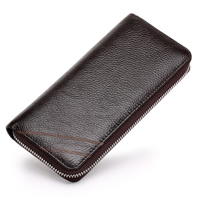 

Caroris New Genuine leather men's long wallet business fashion zipper wallet