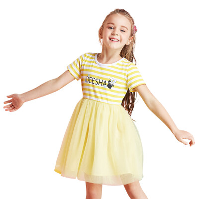 

Cartesian Girls Dresses Stripes Prints Mesh Princess Dress 811721402 Yellow Stripes 150