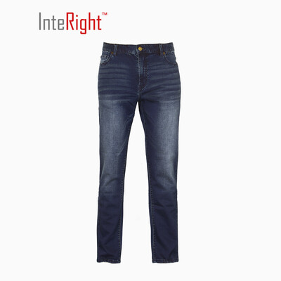 

INTERIGHT imitation knit touch Slim version of micro-elastic men's jeans dark blue S code