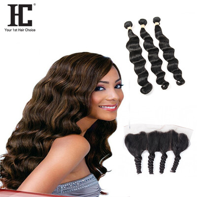 

HC Hair Products 8A Brazilian Loose Wave With Closure Loose Wave With Frontal Closure Cheap Human Hair Bundles With Frontal