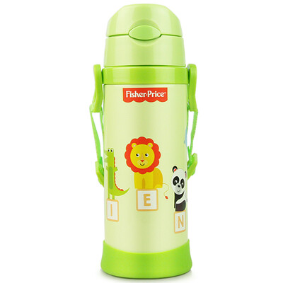

The United States Fisher snow cups children stainless steel straws insulation pots male&female students water cups 420ML green