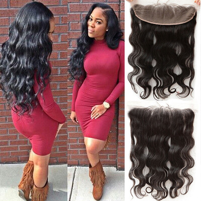 

Indian Remy Hair 13x4 Ear To Ear Lace Frontal Closure Body Wave Bleached Knots Baby Hair Free Part 100% Human Hair