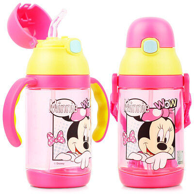 

【Jingdong Supermarket】 Disney Plastic Cup Children's Suction Water Cup Double Handle Double Water Bottle Double Cover Interchange 350ML Pooh