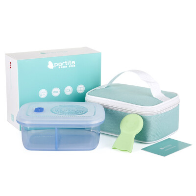 

Variant (partita) full silicone rice box box children anti-drop lunch box food supplement box with lunch box 700ml crystal blue