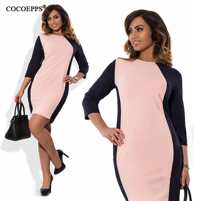 

COCOEPPS -6XL Plus Size Patchwork dresses 2017 Summer Autumn Elegant Casual Women dress big size o-neck office bodycon dress