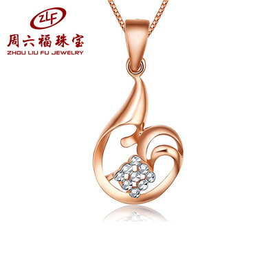 

ZLF / Saturday Fu 18K gold pendant rose gold k white two-color pendant female imitation diamond gold pendant with silver necklace 1