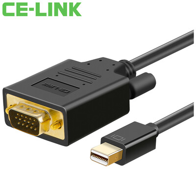 

CE-LINK Mini DP to VGA high-definition line 2 meters mini DP to VGA cable Macbook connected to high-definition TV monitor projector line black 1633