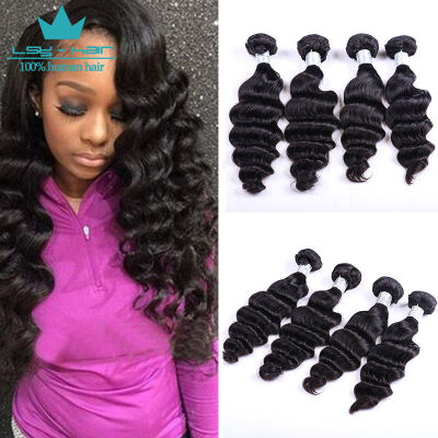 

Loose Deep Wave 10A Indian Virgin Hair Human Hair Bundles 4 PCS Curly Weave Human Hair Loose Deep Wave Indian Hair Bundles