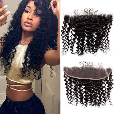 

Brazilian Virgin Hair Lace Frontal Weave 7A Full Lace Frontal Closure Deep Wave With Closure Rosa Hair Products With Closure