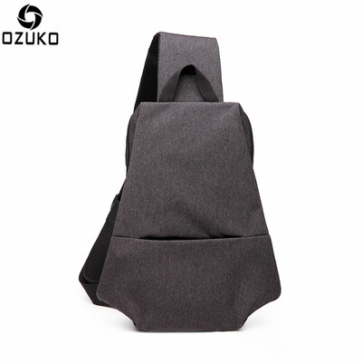 

Ozuko new leisure mens breast canvas large capacity outdoor sports travel single shoulder bag