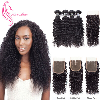 

7A Malaysian Virgin Hair 4 Bundles With 4x4 Closure Deep Wave Hair Thick And Soft Bundle Deals Top Quality Extremely Cheap