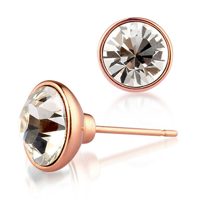 

Yoursfs@ Round Stud Earrings For Women Luxury Top Clear Zirconia Paved Silver Color Brincos Wedding Earring Jewelry
