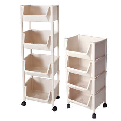 

Revitalization elegant wheel four-tier storage rack bathroom shelf storage rack home finishing rack multi-layer floor storage rack CHM1352