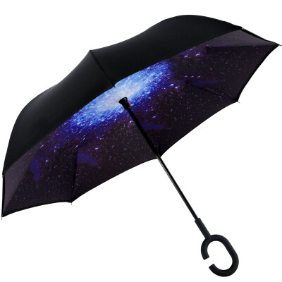 

Heaven umbrella UPF50 + double sunscreen straight arm open reverse umbrella sunny umbrella 31829D Star blue