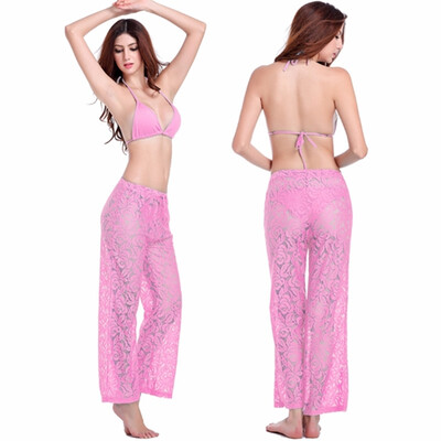 

Loose Pattern Beach одежда брюки Регулируемая галстук зрелые женщины Сексуальная дама Длинные кружева Пант
