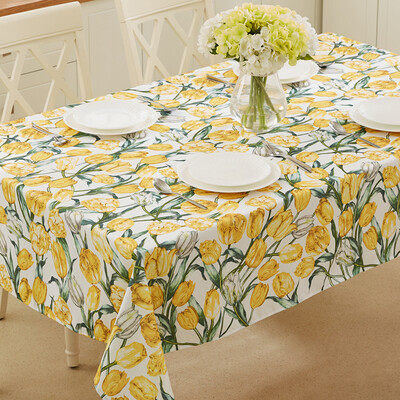 

Jiuzhou deer tablecloth home waterproof printed cloth tablecloths tablecloths cloth British style garden cloth tablecloth tulips 140 180cm