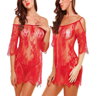 

CANIS@Women Sexy-Lingerie Nightwear Underwear Babydoll Sleepwear Lace G-string Dress