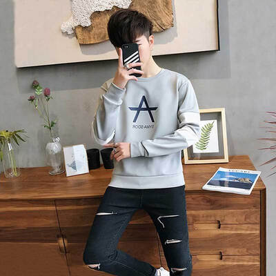 

Law Long Sleeve Sweater Men's Fashion Simple Style Sleeve Shirt A102-DJ685 Gray M