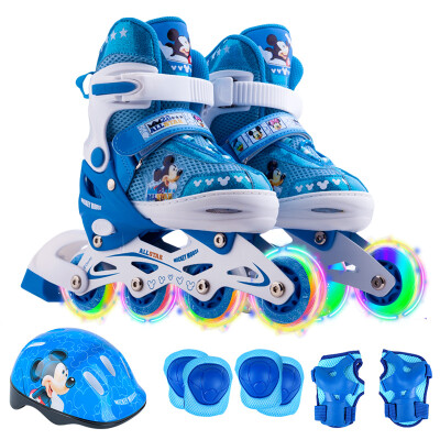 

Disney skates children's full set of skates shoes men and women adjustable full flash skates skates skates 11006 pink princess (eight round flash / including protective helmet) XS code