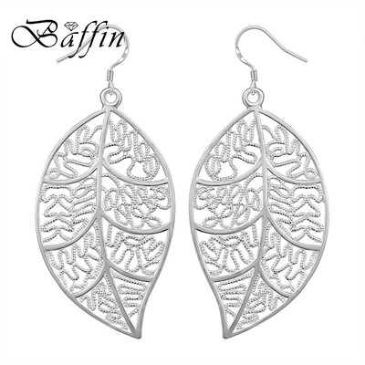 

BAFFIN Fashion Maxi Leaf Dangle Earrings Statement Jewelry Silver Plated Drop Earrings For Women Party