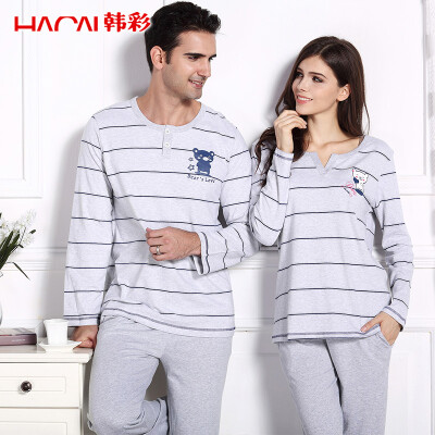 

Han Cai HACAI pajamas women long sleeves autumn sets of female home clothing suit light gray gray 16590