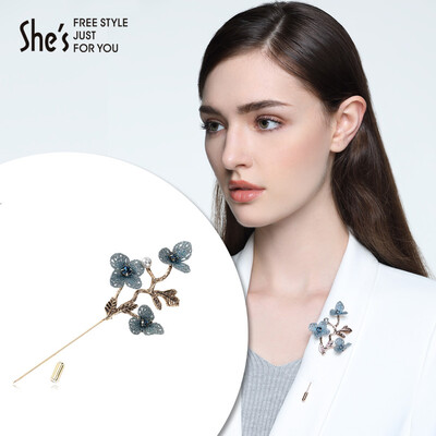 

Shes Qian Zi Tanabata gift to his girlfriend brooch corsage retro lilac flowers female accessories pin cardigan pin C0 blue