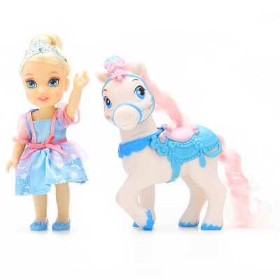 

Disney girl at home children's toys Barbie doll suits doll doll doll model doll girl birthday gift Cinderella and pony 79525