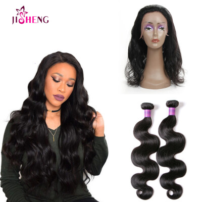 

2 PCS Body Wave With 360 Lace Frontal Closure With Bundles Body Wave size 360 Lace Malaysian Virgin Hair With Human Hair Bundles