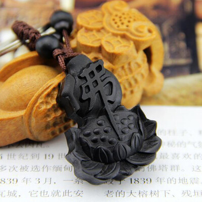 

Black Buddha Sutra Wood Carving Sutra Keychain Keyring Amulet Wood Column Keychain