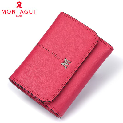 

Montagut MONTAGUT wallet female short section Korean version of the mini sweet lady casual simple ticket clip buckle female small wallet R2322611034 blue