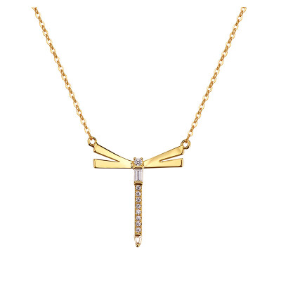 

AFFINER 14K Gold Smart Dragonfly Necklace female models clavicle chain fashion jewelry AFP2073