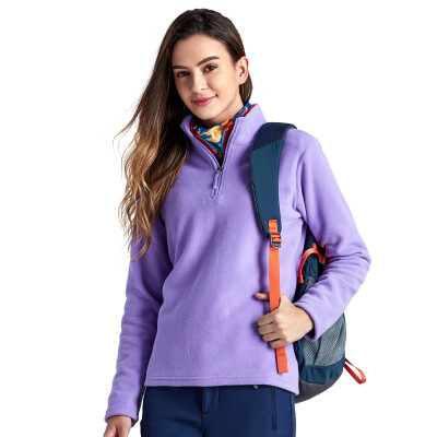 

TECTOP catching fleece outdoor thick warm men&women catching fleece solid color stand collar half cardigan soft comfortable catch fleece WZRY034 female models lilac purple