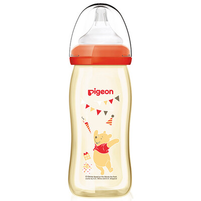 

Pigeon bottle AA163 Disney natural wide-width PPSU painted plastic baby bottle 240ml with  pigeon pacifier Vini-party