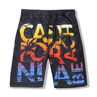 

Mens sweatpants mesh speed dry mens pants summer 3D English alphabet beach surfing holiday shorts