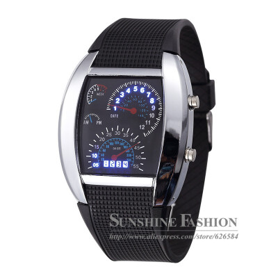 

Men Sports Watches LED Digital Watch Men's Race Speed Car Meter Dial Silicone Strap Male Military Wristwatch