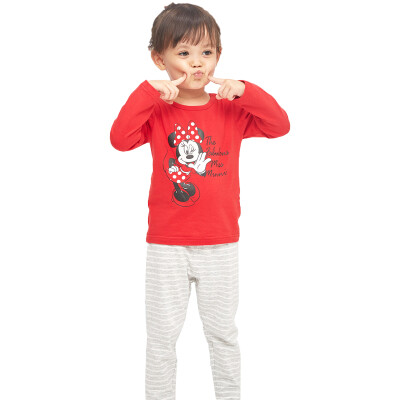 

Disney baby children's underwear long-sleeved set of girls home clothes clothing Qiuqiu elastic cotton shirt pants DA732AA24R0210 red 100