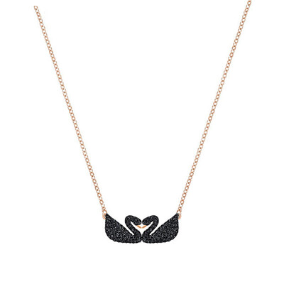 

SWAROVSKI Swarovski Iconic Swan Double Black Rose Gold Swan Double Swan Necklace 5296468