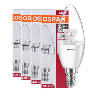 

Jingdong supermarket] OSRAM (OSRAM) LED light bulb transparent candle 4.5W E14 small mouth warm white yellow four only installed