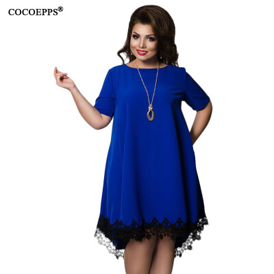 

COCOEPPS Women Large Size Patchwork Tassel Dress 2017 Casual Loose Plus Size Female Clothing -6XL Blue Red Chiffon vestidos 6XL