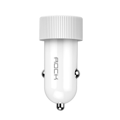 

ROCK Metal Sitor Car Charger 5V 24A Fast Charge Dual Ports For iPhone Xiaomi Samsung Phone Travel LED Blue Light Charger