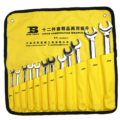 

Persian BOSI BS392212 12-piece set of combination wrench set dual-use plum open wrench set wrench wrench plum wrench hardware tools