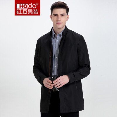 

Red beans Hodo men's business leisure British style series simple collar collar men's self-cultivation in the long section of the wind coat S5 black 190 / 104B